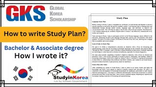 How to write Study Plan for GKSU Scholarship  How to fill Global Korea Scholarship documents [upl. by Ericha]