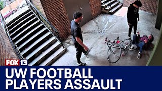 Cameras capture UW football players assaulting bicyclist  FOX 13 Seattle [upl. by Malchy]