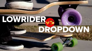 Lowrider VS Dropdown Longboard Differences in shape cruising style and more [upl. by Elaen415]