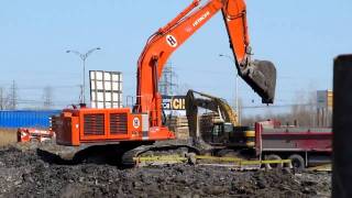 Hitachi Zaxis 850LC3 amp Deere 450D LC [upl. by Enelrad]