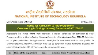 Ongoing PhD Admission 2024  National Institute of Technology Rourkela Odisha [upl. by Missak588]