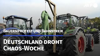 Bauernproteste und LokführerStreiks Deutschland vor ChaosWoche  AFP [upl. by Eeresed]