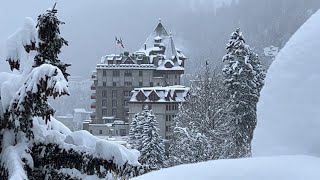 St Moritz heavy snowfall walk 2024 ❄️ 4K winter snow walking tour 🇨🇭 Switzerland [upl. by Idissac343]