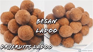 Besan Ladoo Recipe Dryfruits ladoo  Swastik Recipe [upl. by Reisinger]