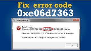 ET 65 Quick Fix Guide for Error 0xe06d7363 [upl. by Lianne110]