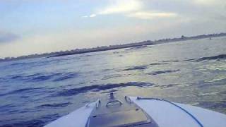 boat jumping waves threw mouth of the merrimac river mass [upl. by Nilhsa971]