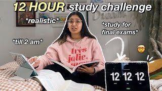 12 HOUR STUDY CHALLENGE 📚😩 realistic [upl. by Linnie]