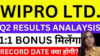 Wipro free share देगी  Wipro Q2 results out now  Wipro share news today  Wipro share price target [upl. by Yarahs837]