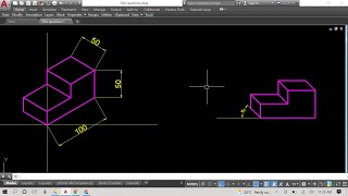 How to Draw an Object in Cabinet Oblique Projection Given the Isometric Equivalent in AutoCAD [upl. by Akirdnuhs395]