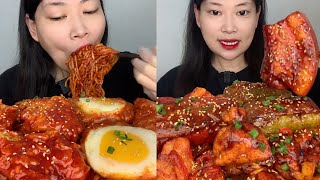 ASMR EP1135 Mukbang 🔥 Fried food Noodles Delicious Pork eating show Eating Sound [upl. by Nodnerb85]