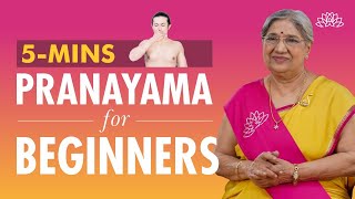 5 Minute Pranayama For Beginners  Practice Breathing Exercise  Pranayama Benefits  Dr Hansaji [upl. by Cheung582]