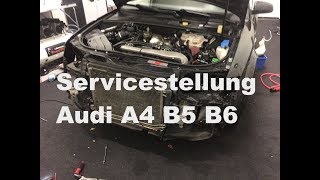 Servicestellung Audi A4 B5 B6 für Zahnriemen Keilrippenriemen Standheizung Wechsel [upl. by Ahsatsana]