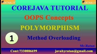 Core java  OOPS Concepts  Video1  POLYMORPHISM  Method Overloading  By Ratan Sir [upl. by Eniar425]