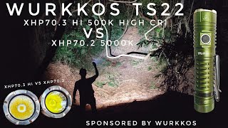 NEW Wurkkos TS22 XHP703 HI 4700K HI CRI vs TS22 XHP702 5000K  Beamshots Comparison [upl. by Ilatan361]