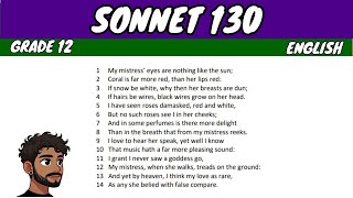 Sonnet 130 by William Shakespeare Grade 12 English Poetry [upl. by Ydnam]