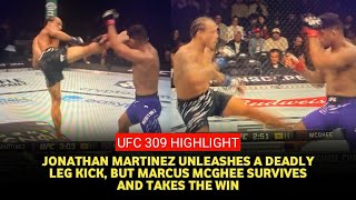 UFC 309 Highlights Marcus McGhee Survives Jonathan Martinez Leg Kick Attack [upl. by Leizar]