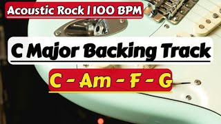 C Major Acoustic Rock Backing Track  100 BPM  Jam Along  Guitar Backing Track  Newage Rhythm [upl. by Kenon762]