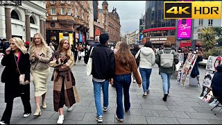 The Ambience of Central London  2023  A Stroll from Oxford Circus to Leicester Square 4K HDR [upl. by Huoh]