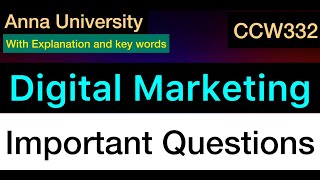 Digital Marketing  Important Questions  Anna University  Tamil [upl. by Liddie]