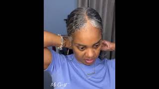 How to use grey hair headband wig to do a ponytail Ftmsgreyt headband wig grayhairtransition [upl. by Judsen]