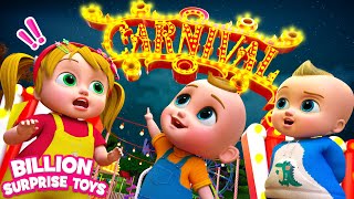 Exploring the biggest carnival night with babies  BillionSurpriseToys [upl. by Acirre]