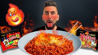 EATING The Worlds SPICIEST Ramen Noodles  Challenge [upl. by Anirdna]