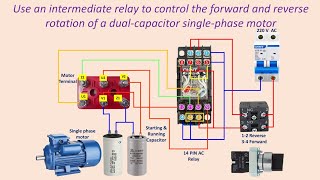 Single Phase Motor Reverse Forward Connection Using Intermediate Relay amp selector switch [upl. by Chara]