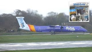 Flybe Dash 8 Q 400 all new purple livery at Manchester Airport 8th April 2014 [upl. by Znieh]