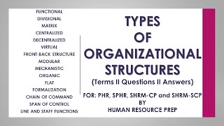 Types of Organizational Structures For The PHR SPHR SHRMCP SHRMSCP Certification Exams [upl. by Juan]