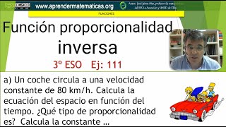 Proporcionalidad directa e inversa Espaciovelocidadtiempo 3º ESO 05 085 José Jaime Mas [upl. by Syah]