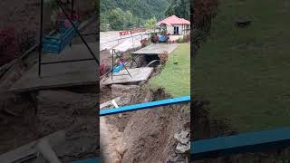 Landslide washes away riverbank in Nepal [upl. by Naltiac]