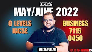 O Level Business 7115 May June 2022 Paper 22  Past paper Solution [upl. by Marisa]