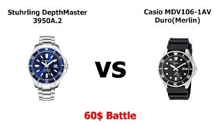 The 60 battle  Casio MDV1061AV VS Stuhrling Depthmaster 3950A2 [upl. by Shugart647]