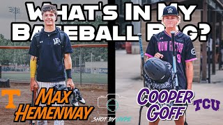 Whats In My Baseball Bag Tennessee amp TVU Commits Max Hemenway amp Cooper Goff [upl. by Halilahk]