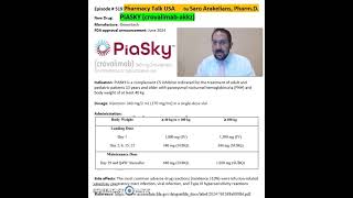 PIASKY crovalimabakkz paroxysmal nocturnal hemoglobinuria PNH [upl. by Alaster]