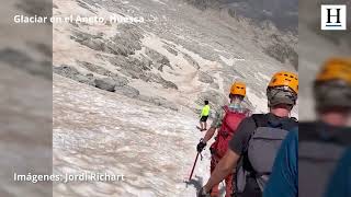 ​🏔️​😱​ IMPRUDENCIA de un MONTAÑERO bajando el glaciar del ANETO [upl. by Lentha]