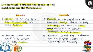 Differentiate between the ideas of the VI Bolsheviks and the Mensheviks Bolsheviks Mensheviks [upl. by Ina800]