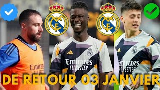 🚨BONNE NOUVELLE AU REAL  CARVAJAL CAMAVINGA ET GÜLER DE RETOUR VS MAJORQUE LE 03 JANVIER [upl. by Isaac]