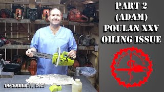 Part 2 Adam Poulan Micro XXV 25 Test Cuts Air Filter Oiling Problem [upl. by Eiramnerual]