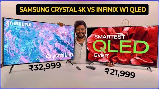 SAMSUNG Crystal CUE60 vs Infinix 43 Inch QLED TV 💥 Insane Price Drop Alert 📉 Is Infinix Better 🤔 [upl. by Hooper713]