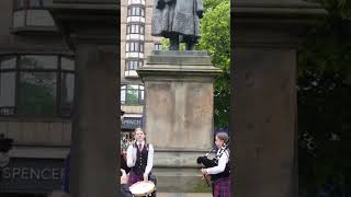 Young lasses playing the bagpipes streetperformer edinburgh shorts scotland [upl. by Eustacia259]