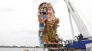 Indias Biggest Ganesh Nimajjanam  Khairatabad Ganesh Nimajjanam in Tank Bund  Hyderabad [upl. by Maryl]