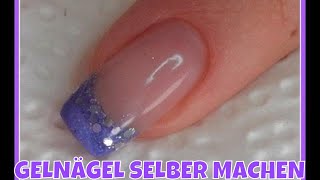 GELNÄGEL SELBER MACHEN  FRENCH DESIGN MIT SCHABLONE  Lyninails [upl. by Sine344]