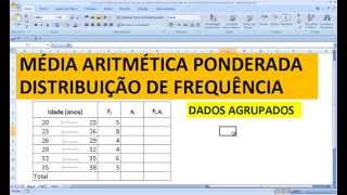 Curso de Estatística com Excel Cálculo da média aritmética ponderada em distribuição de frequência [upl. by Jepson]