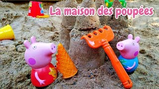 Peppa Pig et George en français construction dun château de sable pour enfants [upl. by Susejedesoj]