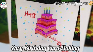 DIY Birthday Card Making Tutorial  How To Make A Birthday Card  Easy paper Craft [upl. by Llednyl]