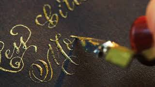 Gold glitter calligraphy with pointed pen The Aloha Studios [upl. by Diarmuid]