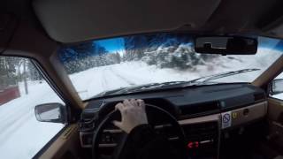 Volvo 740 Onboard Snow Drifting GoPro Headstrap Testing [upl. by Zrike]