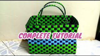 UPGRADE DIY MEMBUAT ANYAMAN BAKUL PLASTIKBASKET HOMEMADEKRAFTANGANKERAJINAN [upl. by Ostler972]