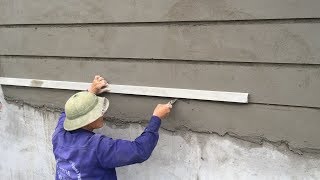 Rendering Technique Using Sand And Cement On Concrete Walls  Construction Worker Skills [upl. by Dearman390]